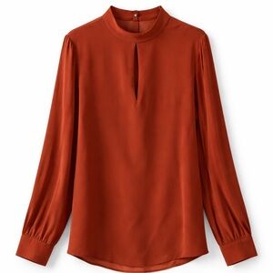 Lafayette 148 New York Rust Keyhole Blouse